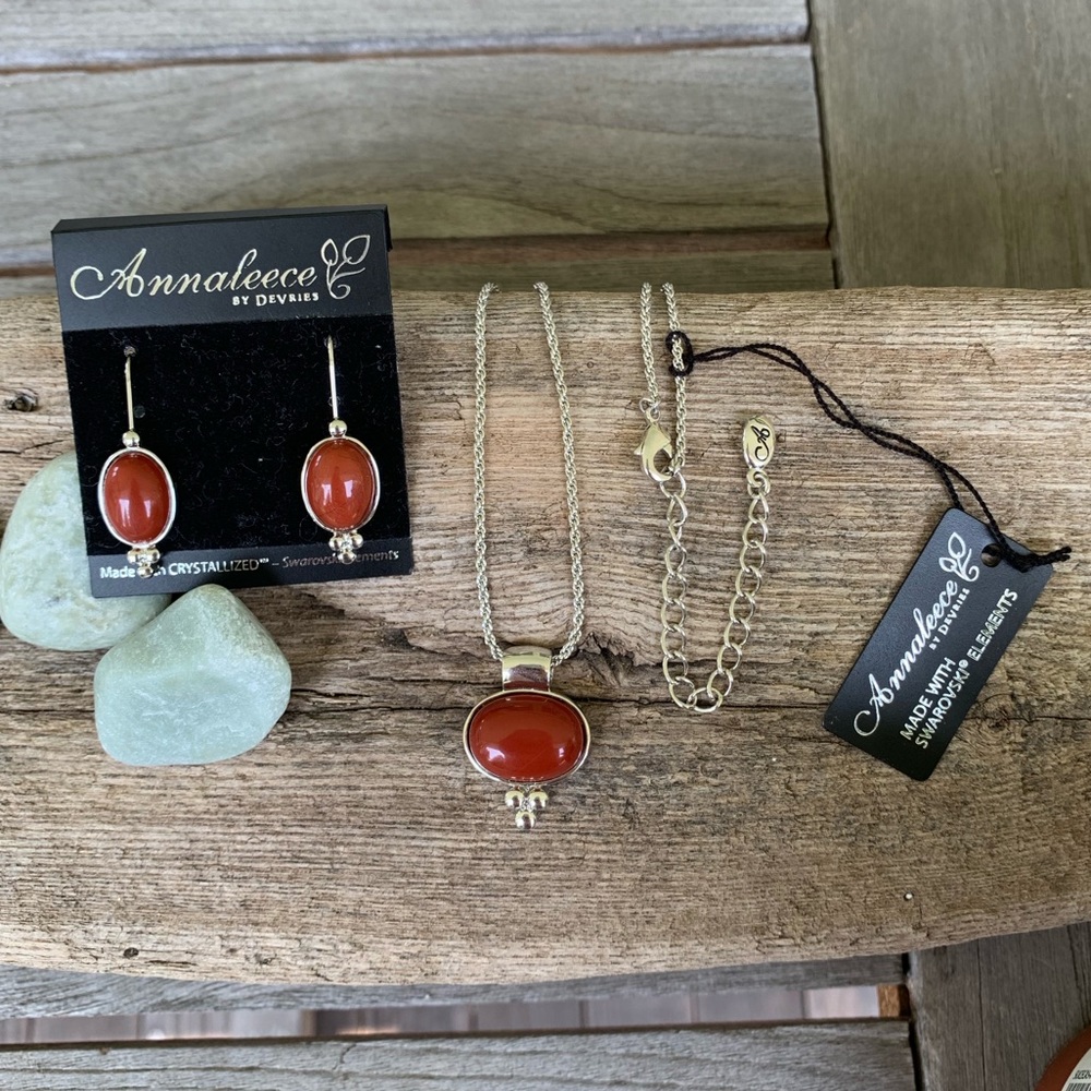Annaleese necklace + earrings set (jasper)